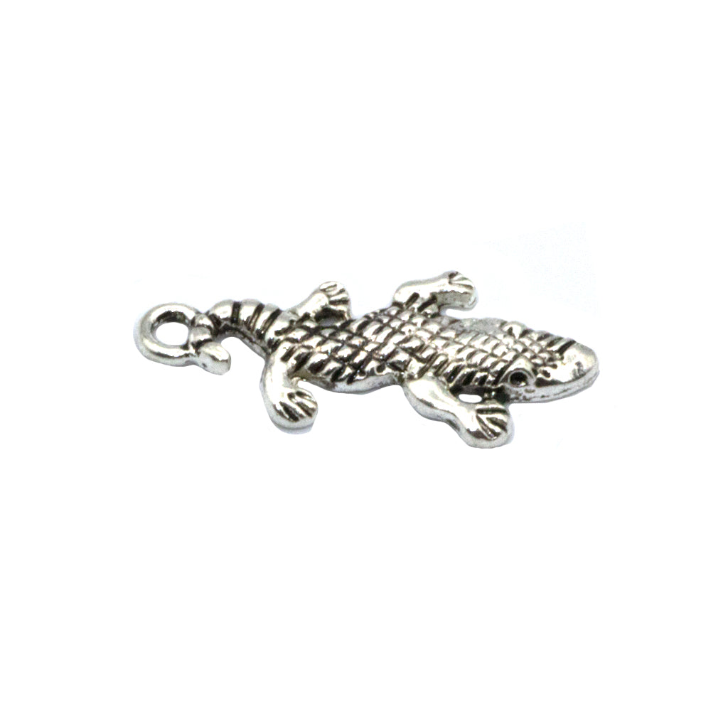 Charms, Alligator Charm, Silver, Alloy, 21mm X 11mm, Sold Per pkg of 10