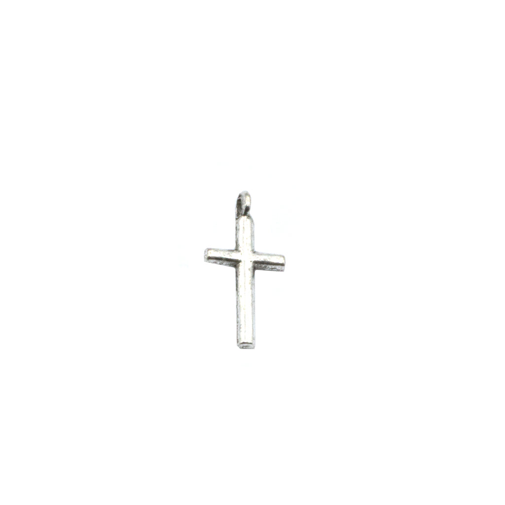 Charm, Small Plain Cross, Silver, Alloy, 16mm X 8mm X 3mm, Sold Per pkg of 12