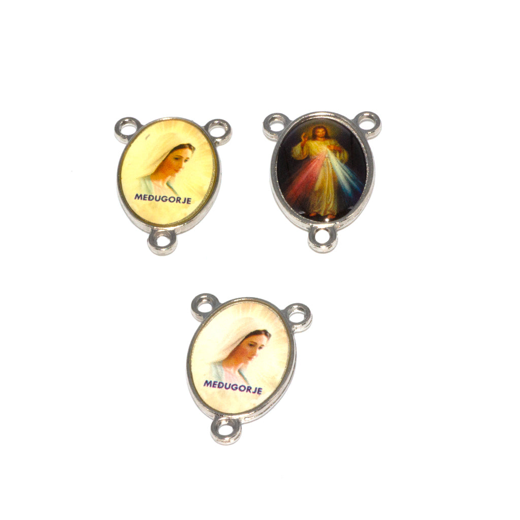 Charms, Medugorje Madallion, Multi-Coloured, Alloy, 25mm x 19mm, 6 Sold Per pkg
