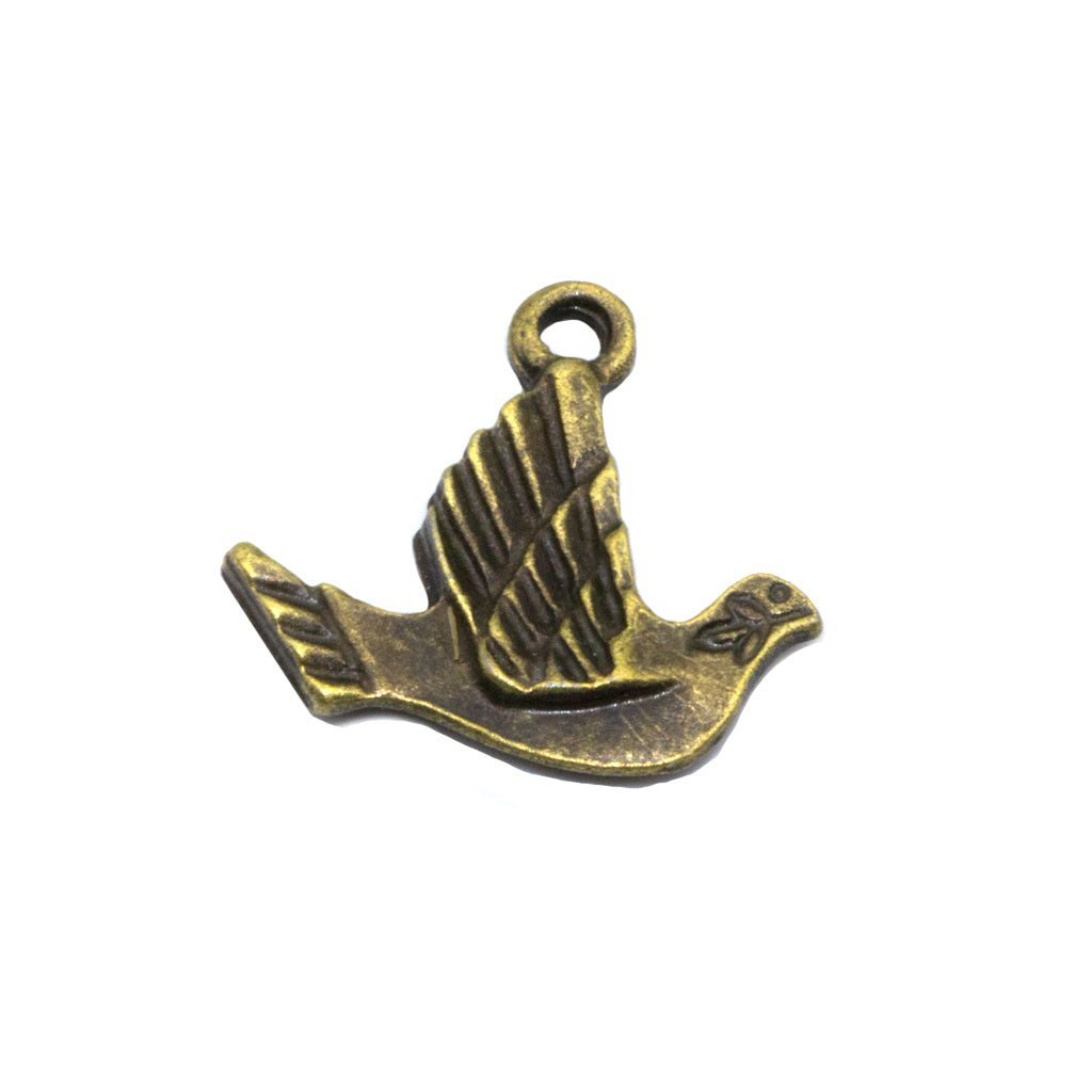 Charms, Peace Dove Bird, Bronze, Alloy, 20mm X 19mm X 3mm, Sold Per pkg of 6