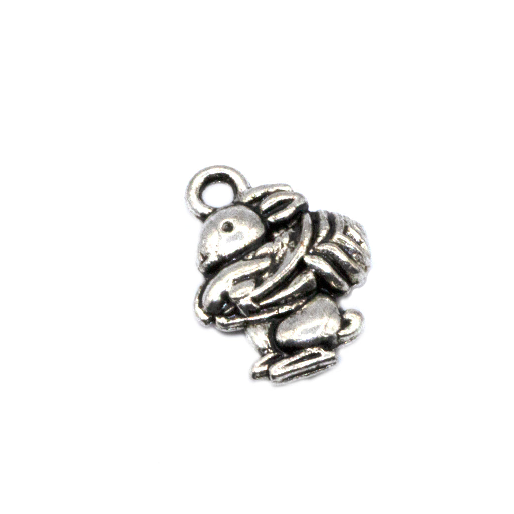 Charm, Rabbit, Alloy, Silver, 15mm X 11mm, Sold Per pkg of 8