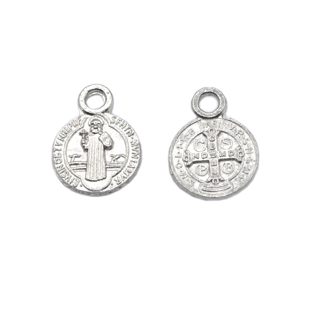Charms, Saint Benedict Centerpiece, Silver, Alloy, 12mm x 9mm x 2mm, Sold Per pkg 10