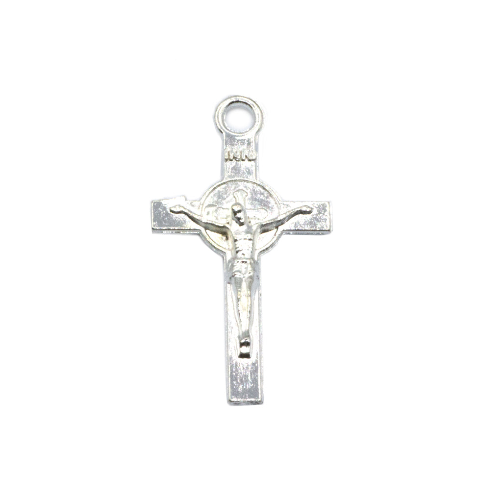 Pendant, Cross, Bright Silver, Alloy, 22mm X 13mm, Sold Per pkg of 10