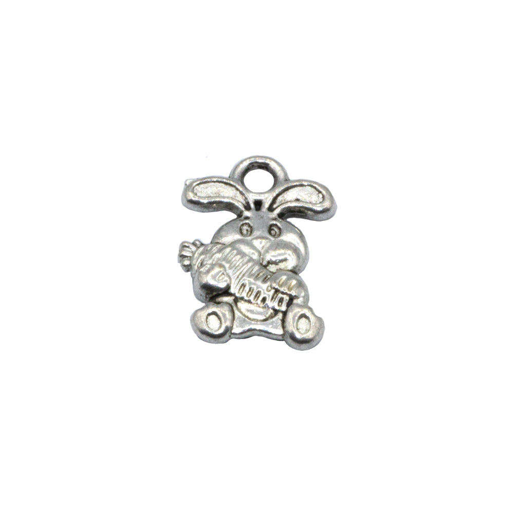 Charms Bunny with Carrot Silver Alloy 14mm X 10mm Sold Per
