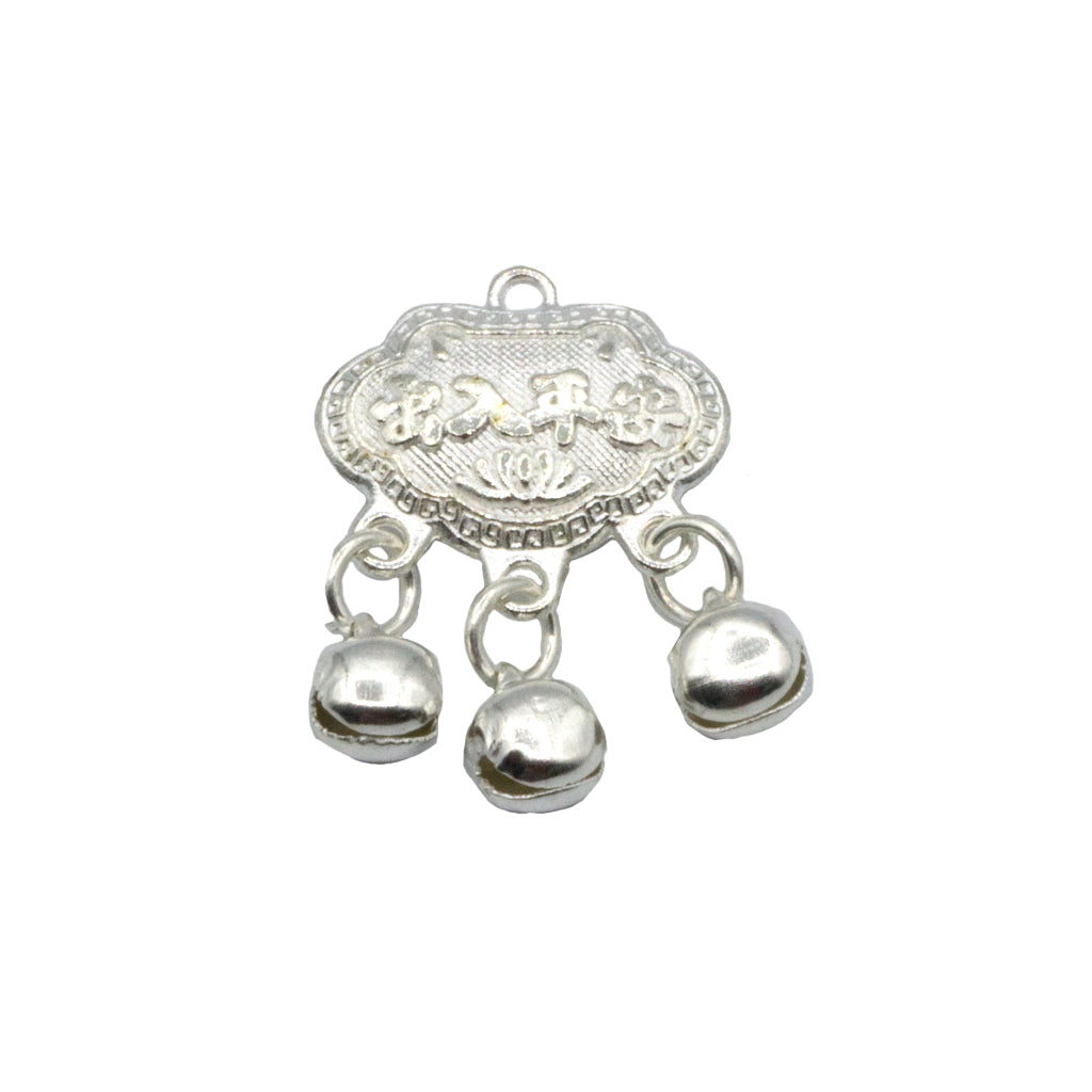 Charm, Cloud with 3 Bells Charm, Bright Silver, Alloy, 27mm X 19mm, Sold Per pkg of 2