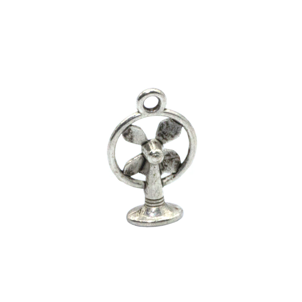 Charms, Fan Charm, Silver, Alloy, 18mm x 11mm, Sold Per pkg 8