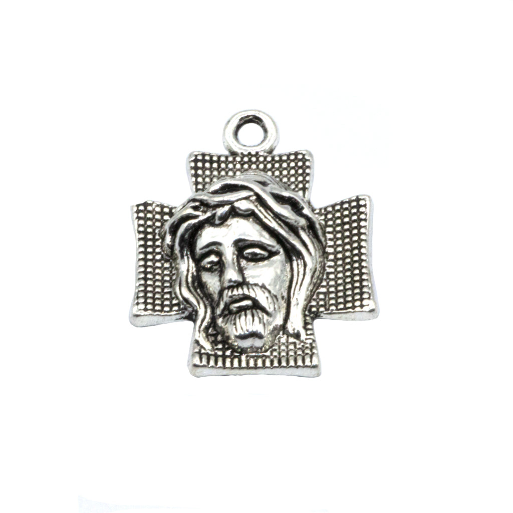 Charms, Cross of Jesus, Silver, Alloy, 27mm x 22mm, Sold Per pkg 6