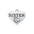 Charm, Heart Shaped Sister, Silver, Alloy, 17mm x 18mm x 2.5mm, Sold Per pkg of 6