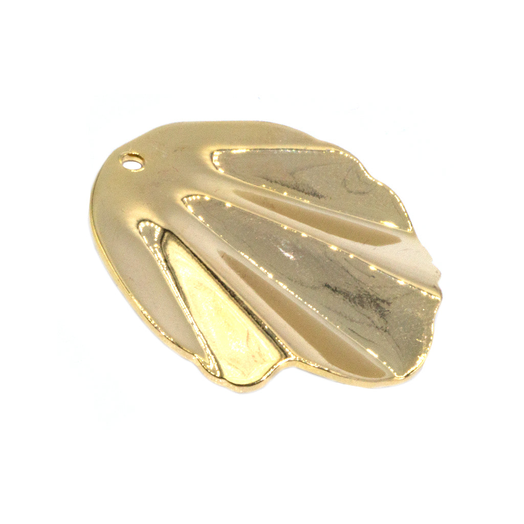 Pendant, Seashell Pendant, Gold-Plated, 30mm x 25mm, 2 pcs