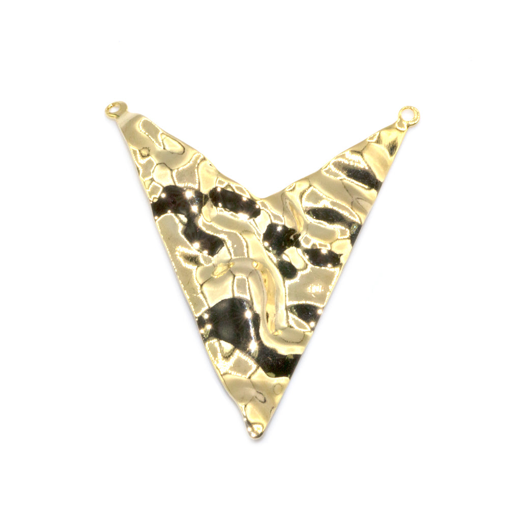 Pendant, Hammered Arrowhead Pendant, Gold-Plated, 49mm x 41mm, 2 pcs