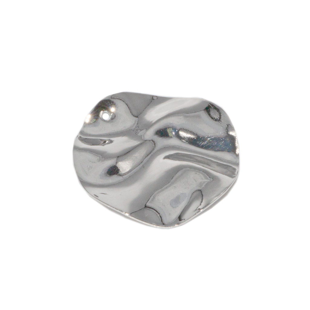 Pendant, Wavy Round Pendant, Silver-Plated, 25mm x 25mm x 2mm, 2 pcs