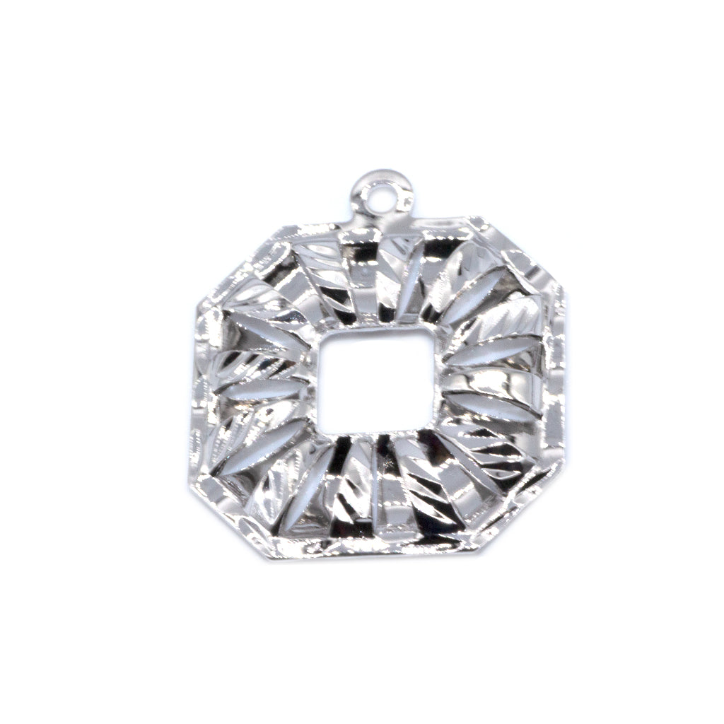 Pendant, Small Octagon Pendant, Gold-Plated & Silver-Plated, 27mm x 23mm, 2 pcs