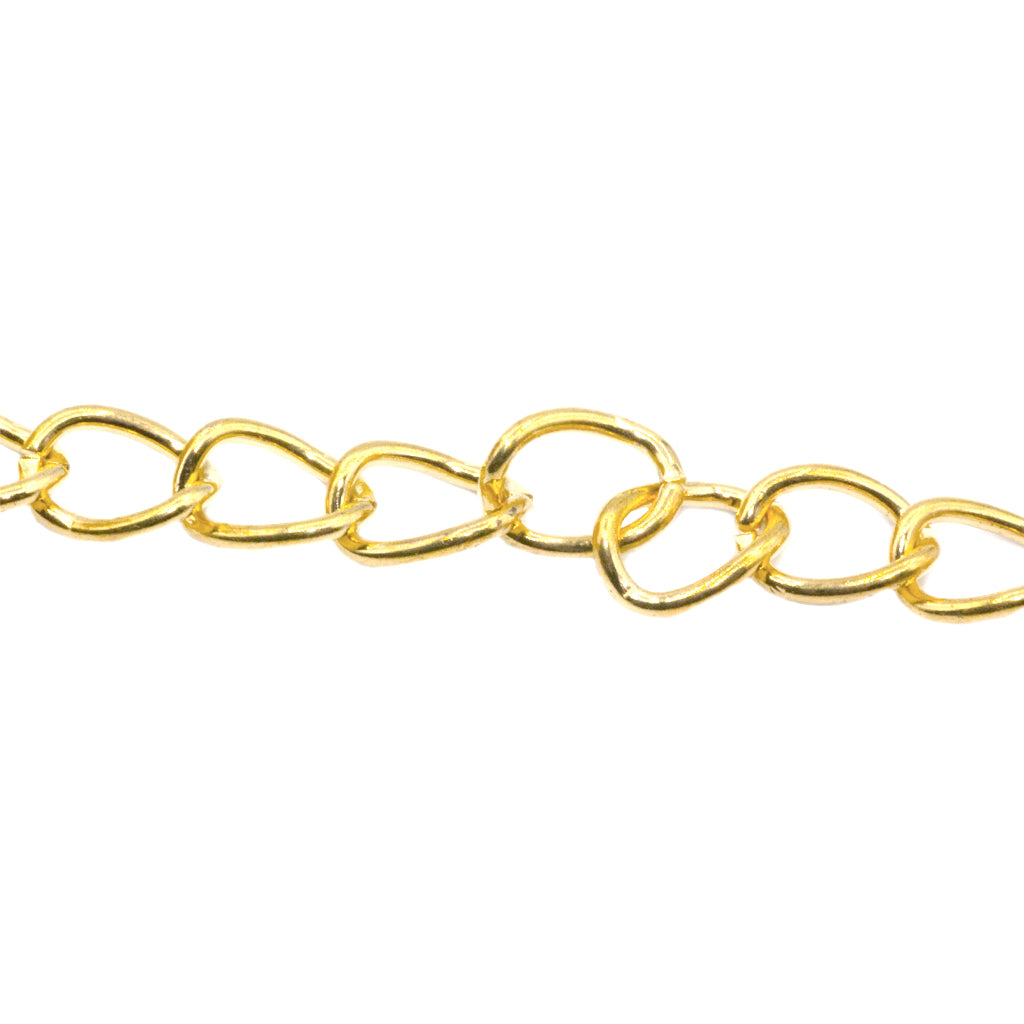 Chains, Curb Chain, Aluminum, Bright Gold, 14mm x 9mm x 5mm loop, Sold per meter
