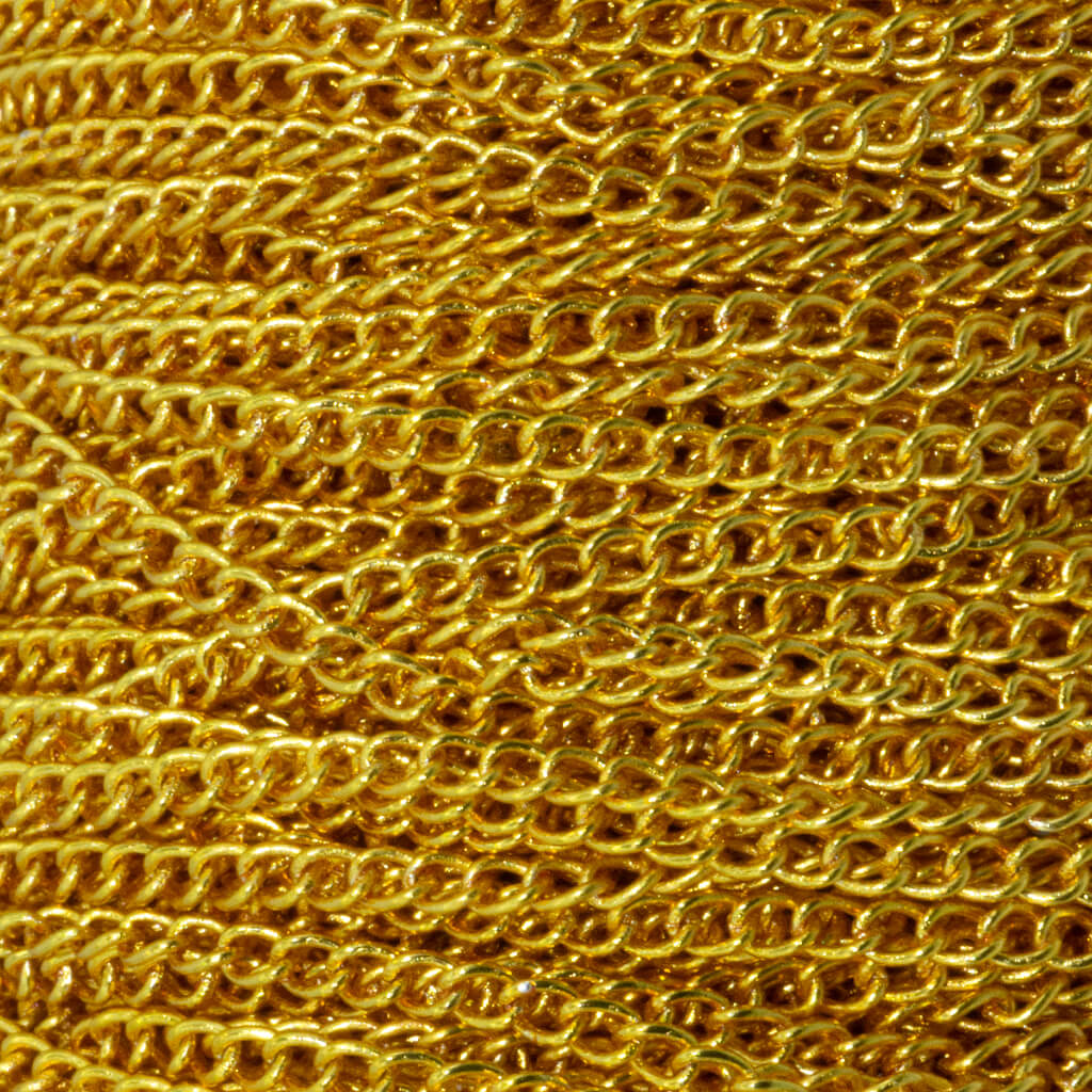 Chains, Curb Chain, Alloy, 3mm x 2mm x 1.4mm loop, Bright Gold or Bright Silver Sold per meter