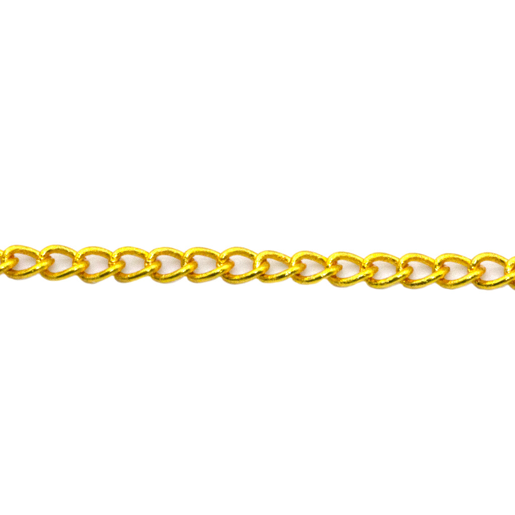 Chains, Curb Chain, Alloy, 3mm x 2mm x 1.4mm loop, Bright Gold or Bright Silver Sold per meter