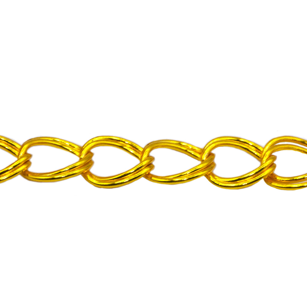 Chains, Double Curb Chain, Alloy, Silver, 12mm x 10mm x 6mm loop, Available in 2 Colours - Sold Per Meter