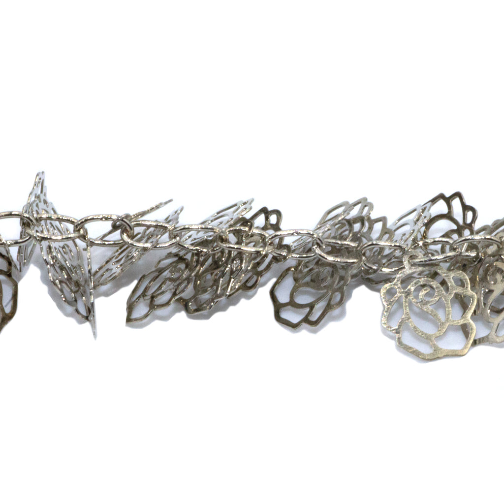 Chains, Charmed Chain, Silver, Alloy, Available in 3 Styles - Sold per meter