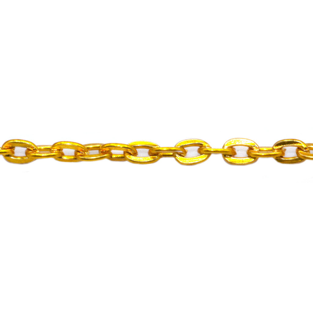 Chains, Flat Cable Chain, Alloy, 3mm x 2mm x 1mm loop, Available in 4 Different Colours - Sold Per Meter