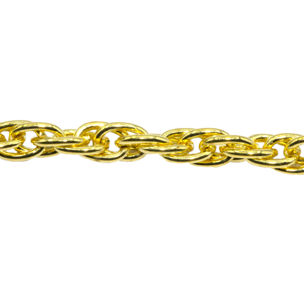 Chains, Wheat Link Chain, Bright Gold, Alloy, 8mm x 5mm x 2mm loop - Sold per meter