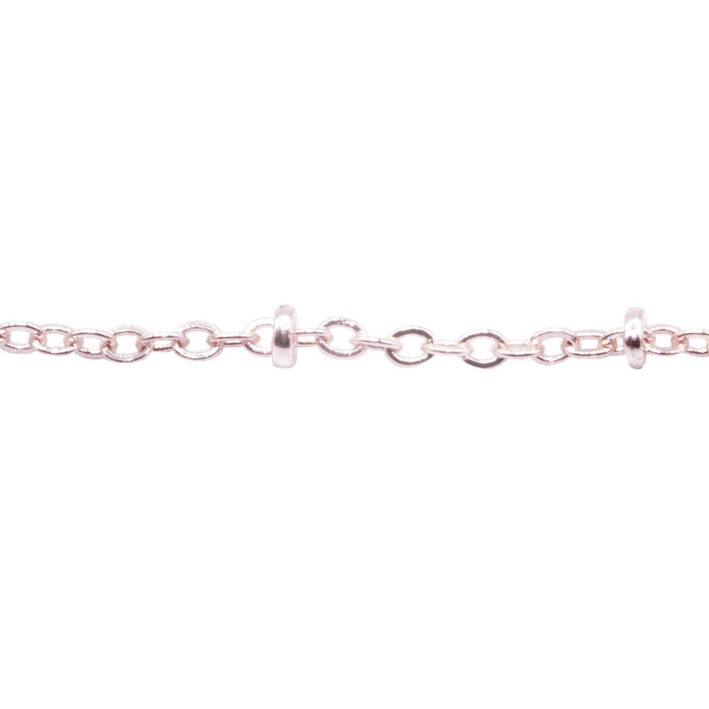 Chains, Cable Chain with Soldered Rondelle Beads, Alloy, 2.5mm x 2mm x 1mm loop, Available in 3 Different Colours - Sold Per Meter