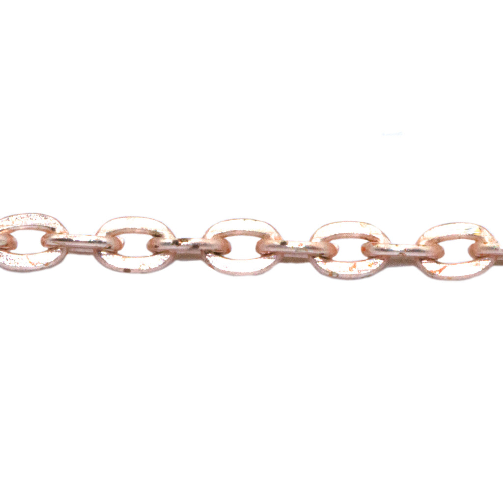 Chains, Flat Cable Chain, Alloy, 4mm x 3mm x 1mm loop, Available in 3 Different Colours - Sold Per Meter