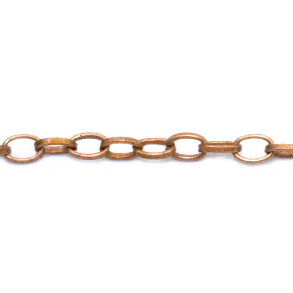 Chains, Flat Cable Chain, Copper, Alloy, 6mm x 3mm x 1.5mm loop - Sold per meter