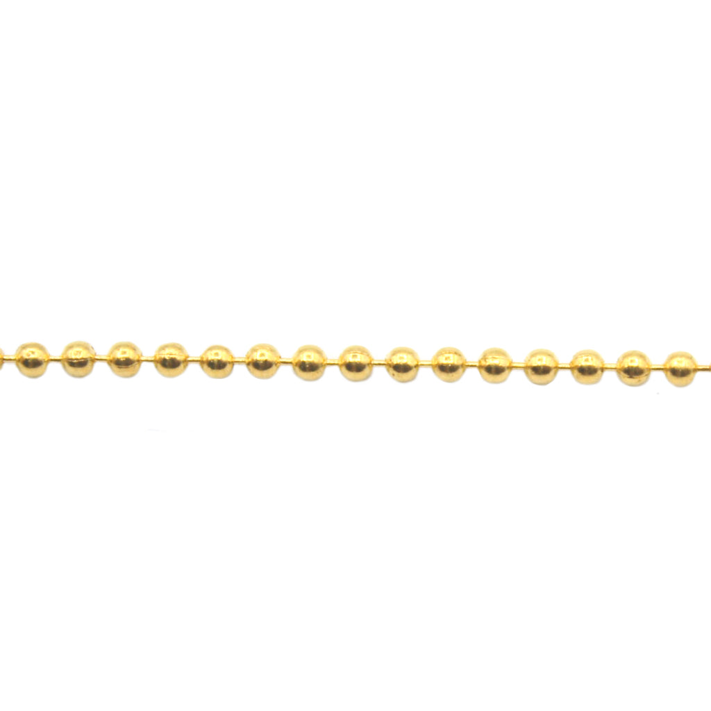 Ball Bead Chain, 1.0mm, Alloy Bright Gold,  Sold per Meter