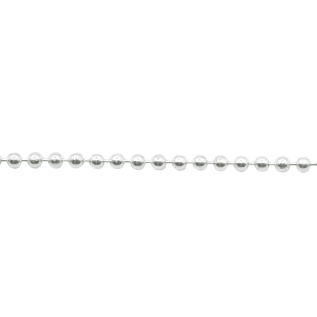 Ball Bead Chain, 1.0mm, Alloy Bright Silver,  Sold per Meter