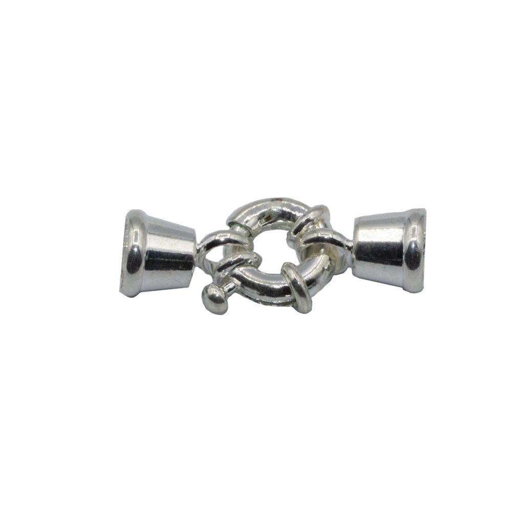 Clasp, Spring Piece Clasp, Bright Silver, Alloy, 32mm x 18mm, Sold Per pkg of 1