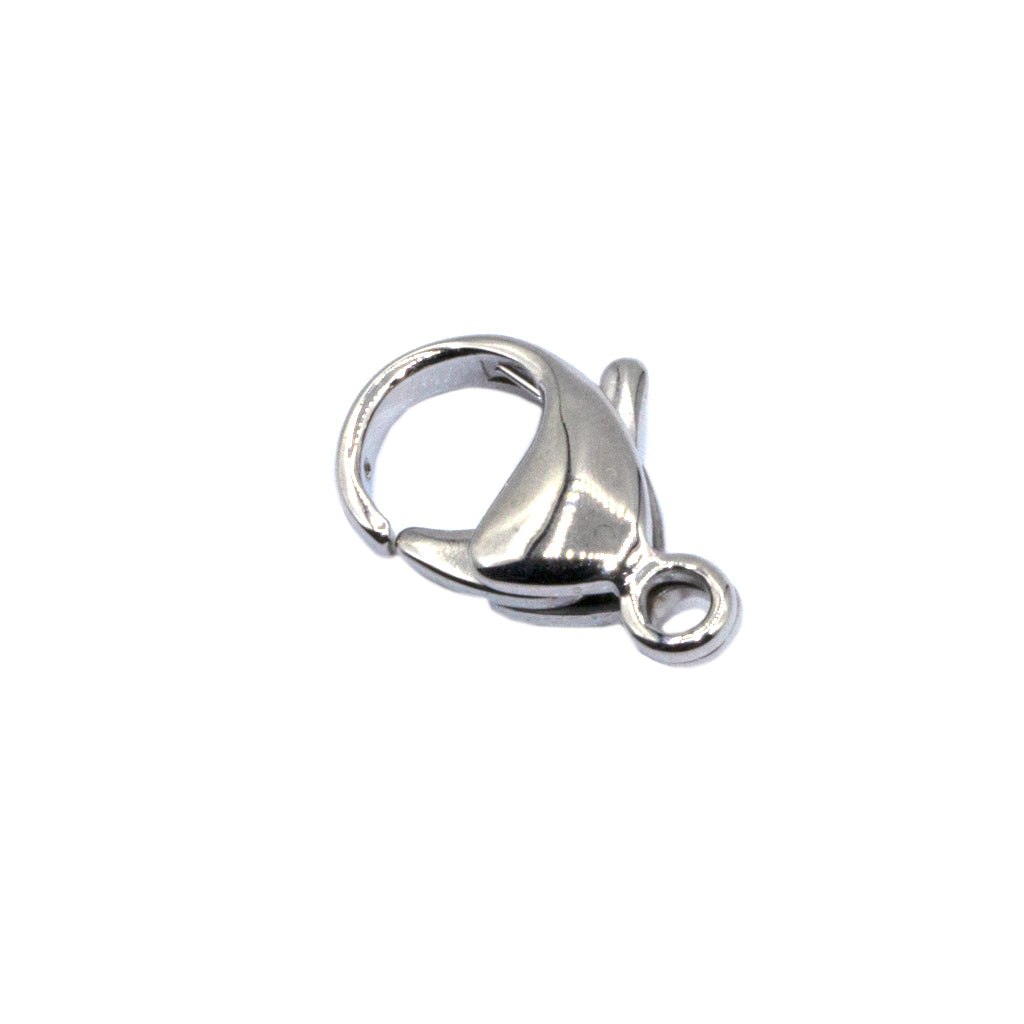 Clasp, Lobster, Silver, Stainless Steel, 17mm x 11mm, Sold Per pkg of 2