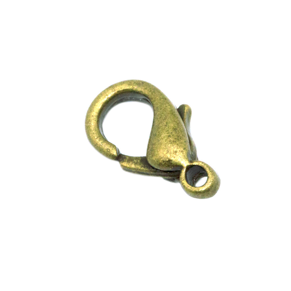 Clasp, Lobster Clasp, Alloy, Brass, 16mm x 8mm x 2mm hole, 6 pcs/bag
