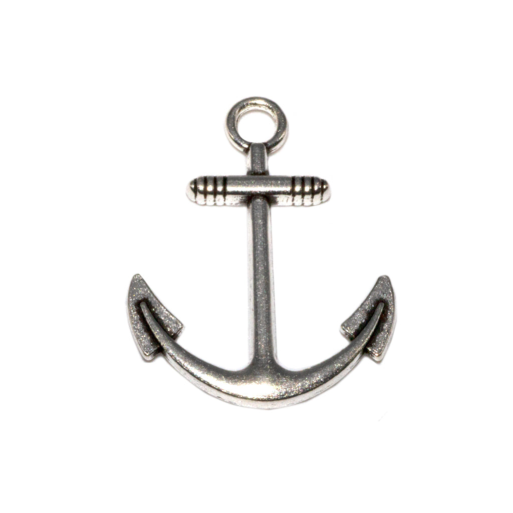 Pendants, Spiky Anchor Pendant, Silver, Alloy, 31mm x 25mm x 3mm, 8 pcs per bag