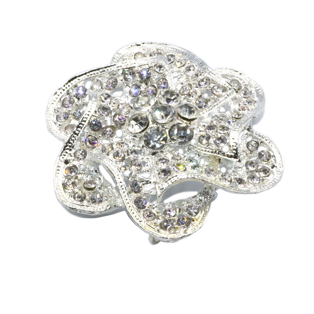Connector, Swirl Flower, Alloy, Bright Silver, 54mm x 54mm, Sold Per pkg of 1