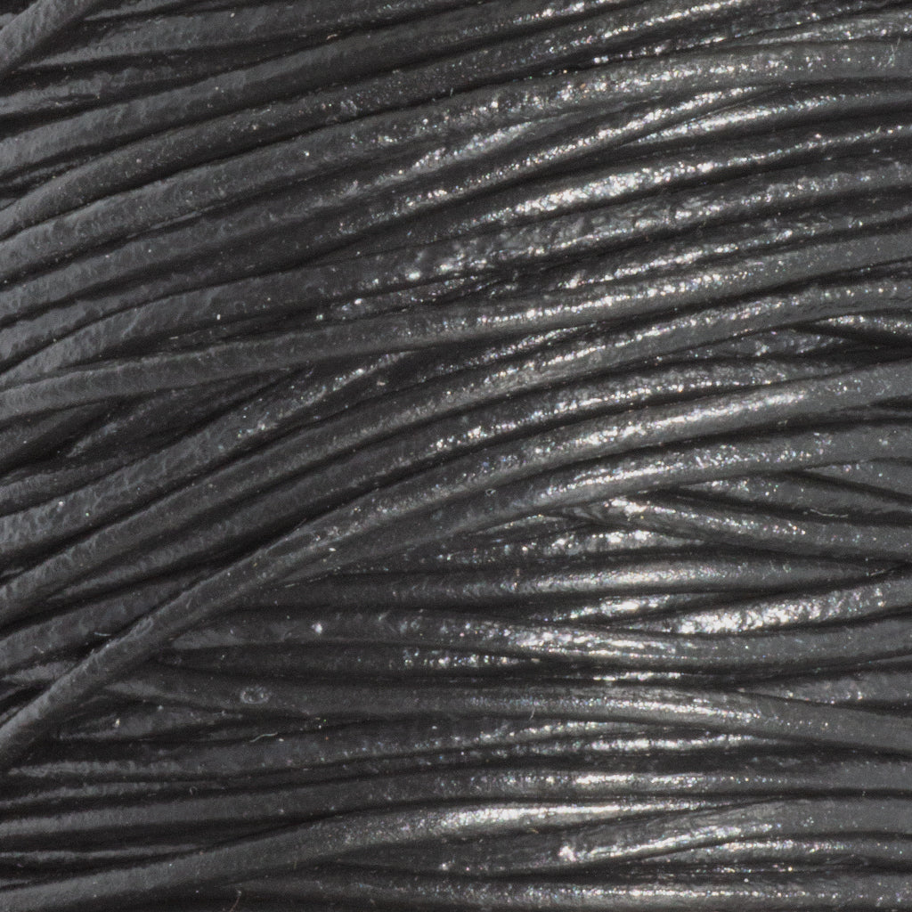 Leather Cord, Black, 1.5mm, Sold per Yard