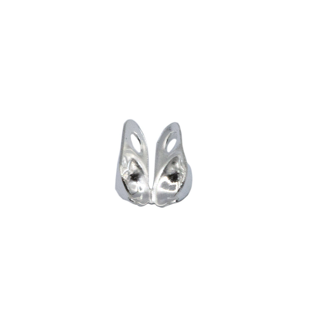 Clamshell Bead Tips, Bright Silver, Alloy, 7.5mm x 5mm, Sold Per pkg of 40+