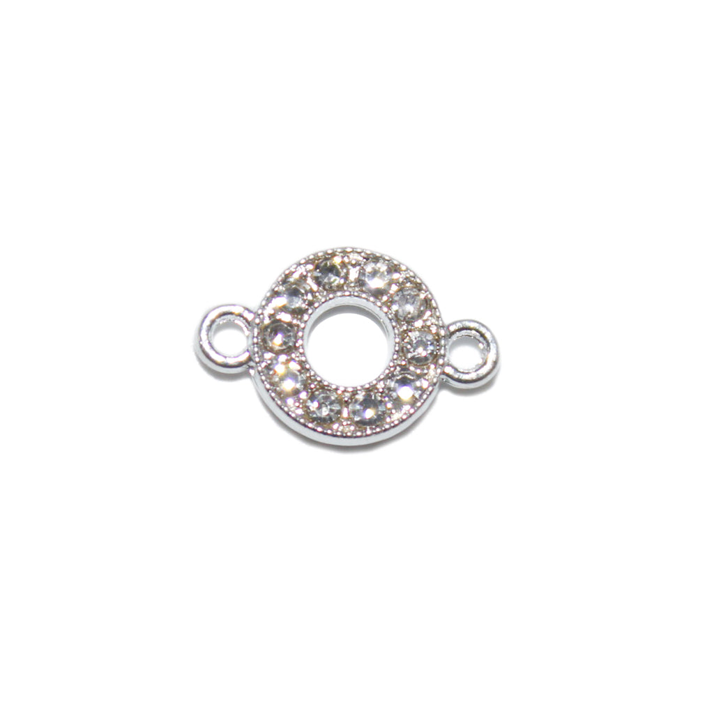 Connector, Rhinestone Circle, 13mm(L) x 8.6mm(w) x 1.9mm(h), 1.8mm hole, 6pcs/bag, Available in Multiple colors