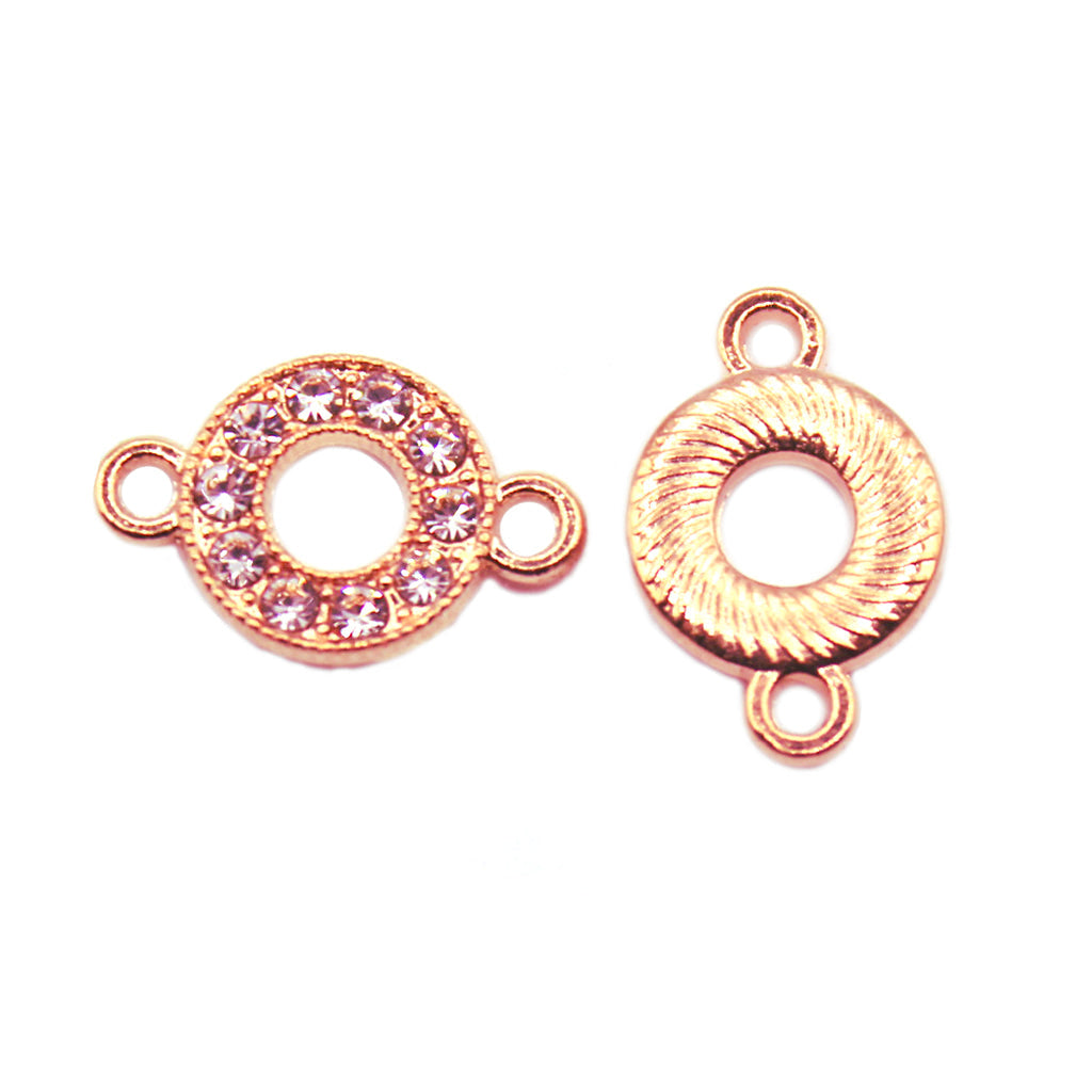 Connector, Rhinestone Circle, 13mm(L) x 8.6mm(w) x 1.9mm(h), 1.8mm hole, 6pcs/bag, Available in Multiple colors