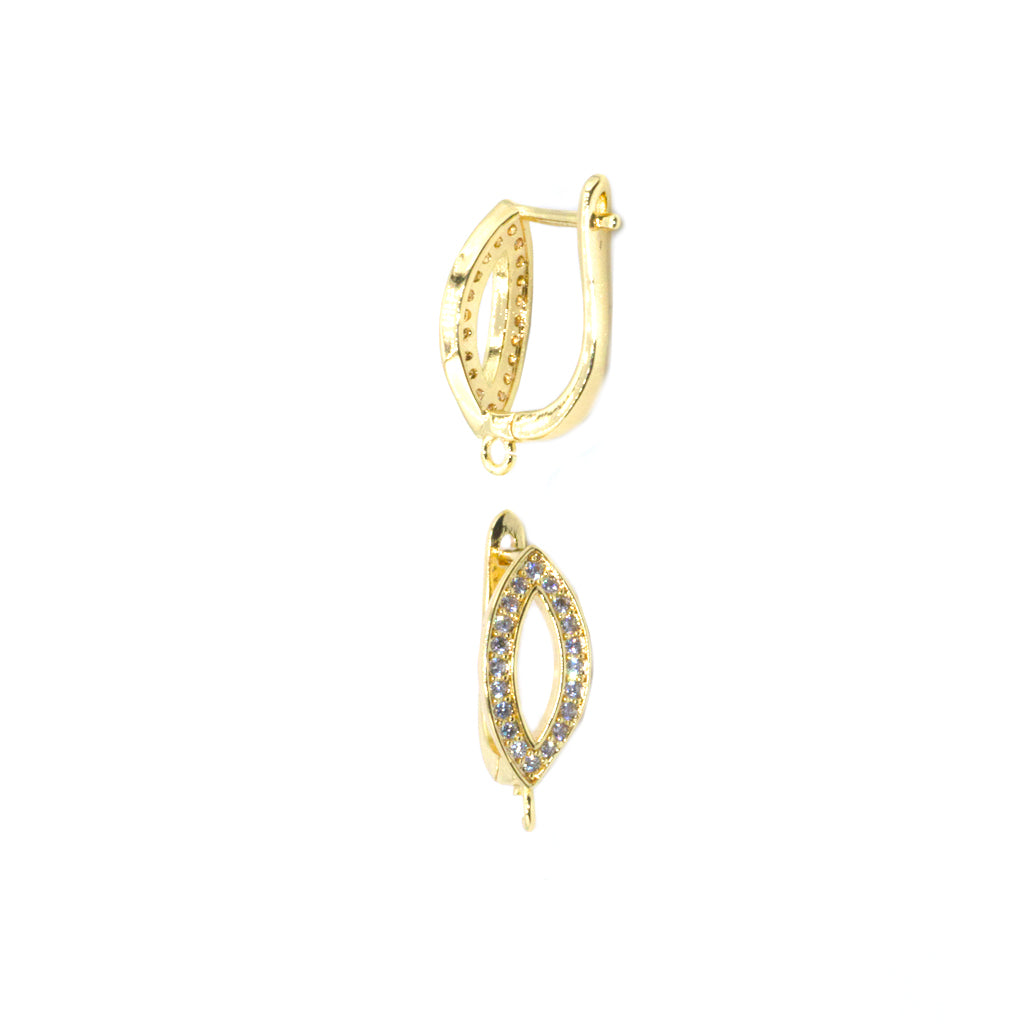 Earring, Leaf Shaped Lever Back Earring, Gold-Plated & Silver-Plated, 18mm x 7mm, 2 pcs per bag