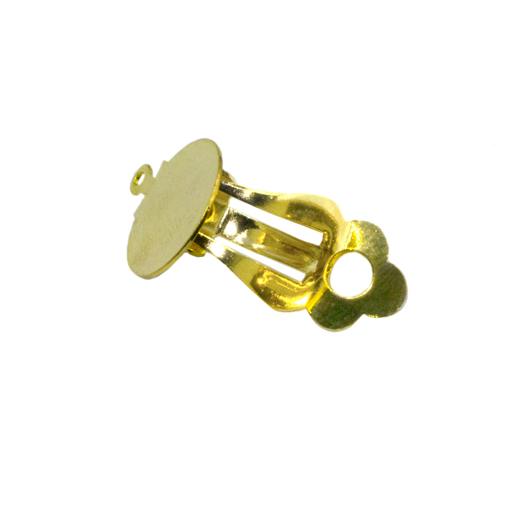 Earrings, Plain Clip-Ons, Bright Gold, Alloy, 25mm x 12mm, sold per pkg of 1 Pair