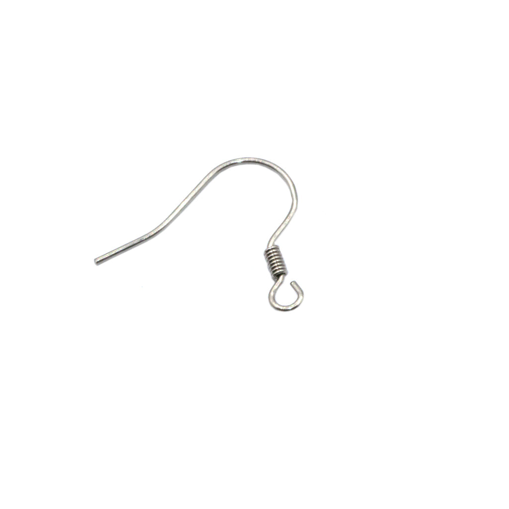 Earrings, Silver, Stainless Steel, Shepherd Hook with Coil, 22mm x 19mm, sold per pkg of 28pcs