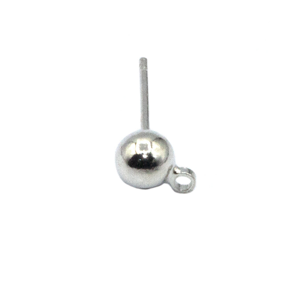 6mm Ball Earrings Posts, 2mm Loop, 0.7mm Pin, 100 Pieces, #1360 - Jewelry  Tool Box