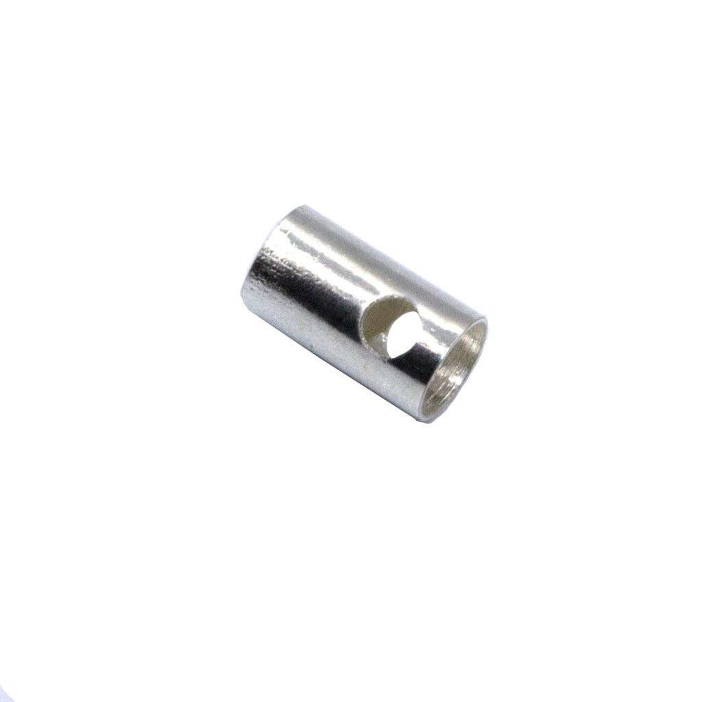 Terminator, Cord End Crimp With Hole, Bright Silver, Alloy, 6mm x 3mm, Sold Per pkg of 45+
