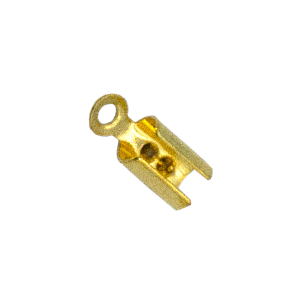 Terminators, Fold Over Cord End, Bright Gold, Alloy, 8mm x 3mm, 40+ pcs per bag