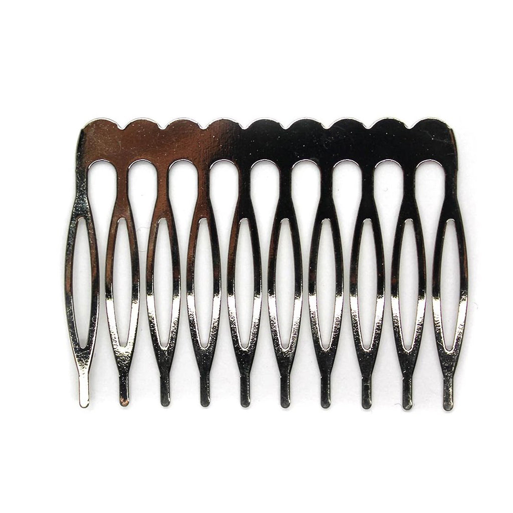 Hair Comb, Silver Alloy, 70mm x 39mm, 2pcs