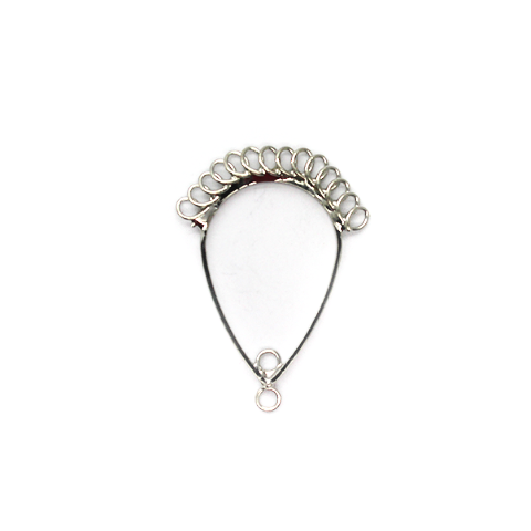 Earring Drop with Loops, Silver, Alloy, 32mm x 23mm, Sold Per pkg of 4