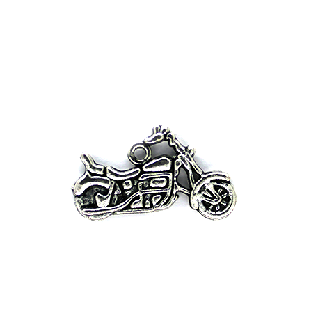 Charms, Harley Motorcycle, Silver, Alloy, 14mm X 24mm, Sold Per pkg of 4