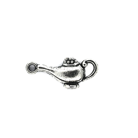 Charms, Genie Lamp , Silver, Alloy, 18mm X 10mm, Sold Per pkg of 4