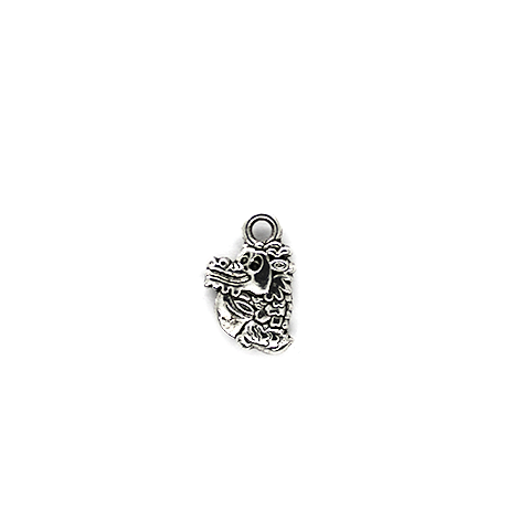 Charms, Cartoon Dragon, Silver, Alloy, 14mm X 9mm, sold Per pkg of 10