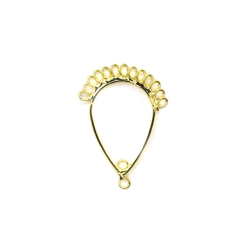 Earring, Drop with Loops, Gold, Alloy, 32mm x 23mm, Sold Per pkg of 8