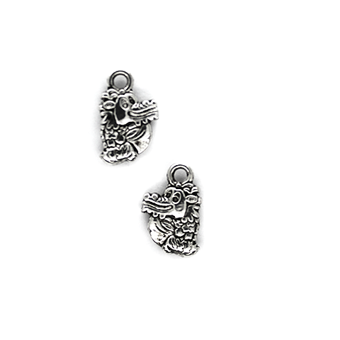 Charms, Cartoon Dragon, Silver, Alloy, 14mm X 9mm, sold Per pkg of 10